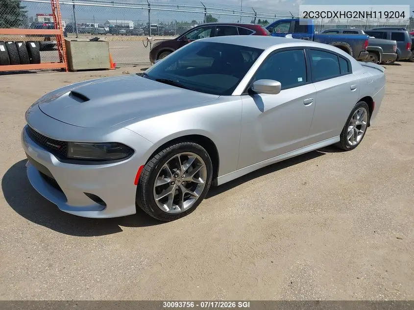 2022 DODGE CHARGER VIN 2C3CDXHG2NH119204 — фото 2