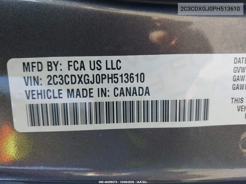 2023 DODGE CHARGER VIN 2C3CDXGJ0PH513610 — фото 9