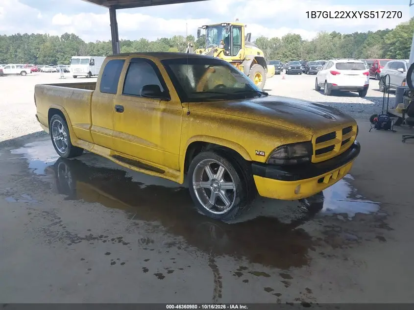DODGE DAKOTA 2000, VIN 1B7GL22XXYS517270