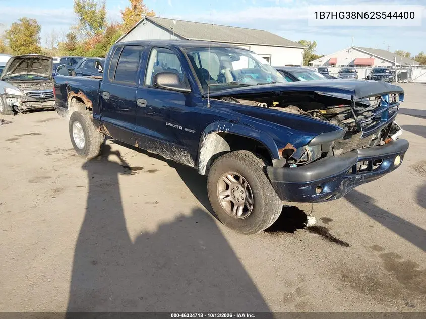 DODGE DAKOTA 2002, VIN 1B7HG38N62S544400