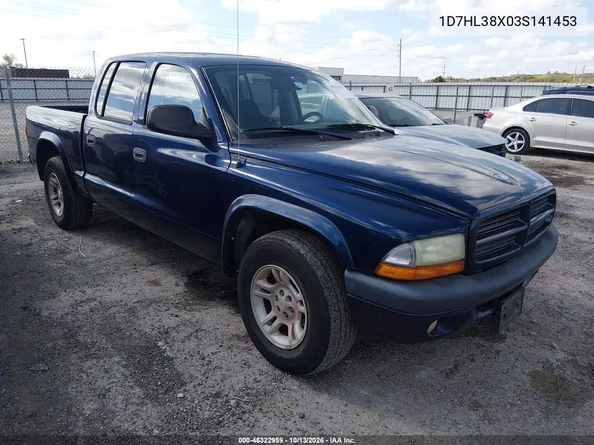 DODGE DAKOTA 2003, VIN 1D7HL38X03S141453