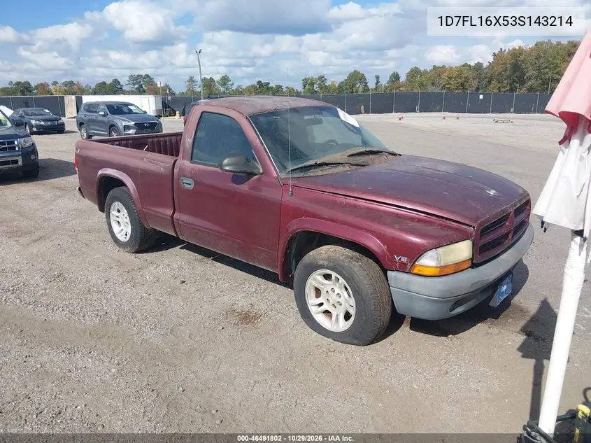 DODGE DAKOTA 2003, VIN 1D7FL16X53S143214