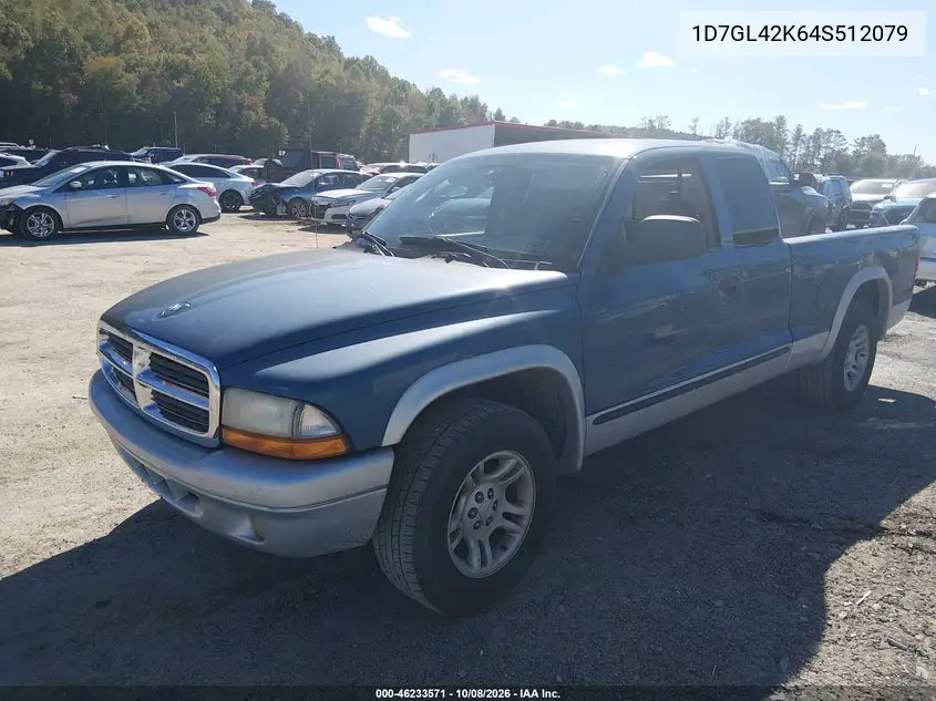 2004 DODGE DAKOTA VIN 1D7GL42K64S512079 — фото 2