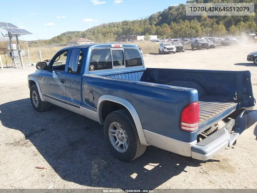 2004 DODGE DAKOTA VIN 1D7GL42K64S512079 — фото 3