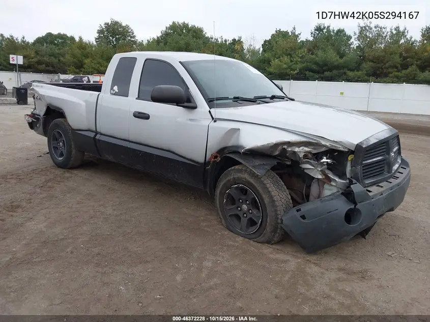 DODGE DAKOTA 2005, VIN 1D7HW42K05S294167
