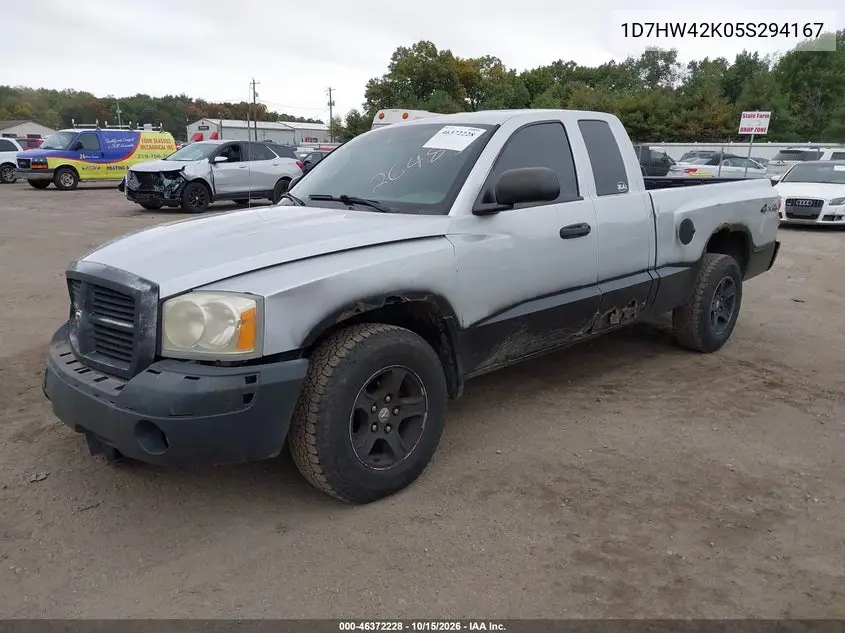 2005 DODGE DAKOTA VIN 1D7HW42K05S294167 — фото 2