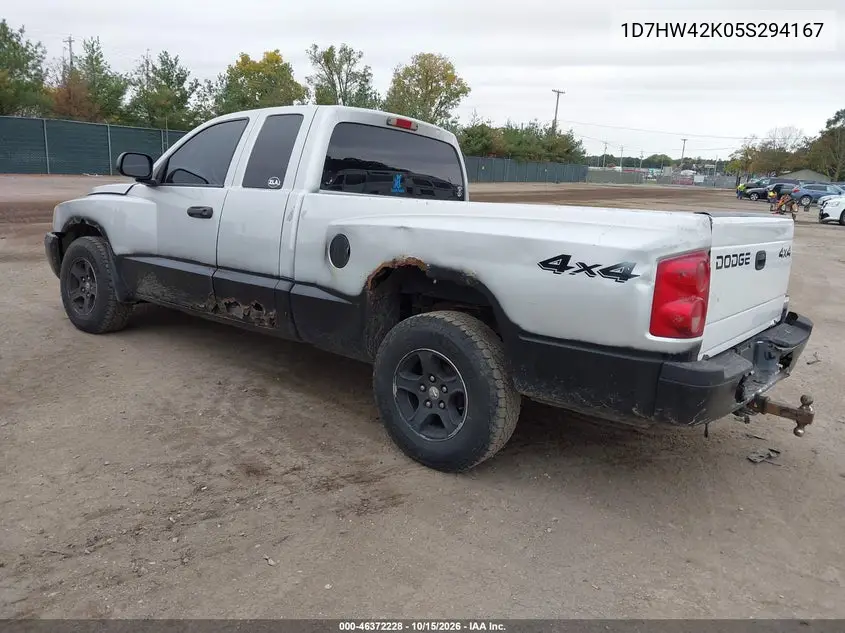 2005 DODGE DAKOTA VIN 1D7HW42K05S294167 — фото 3