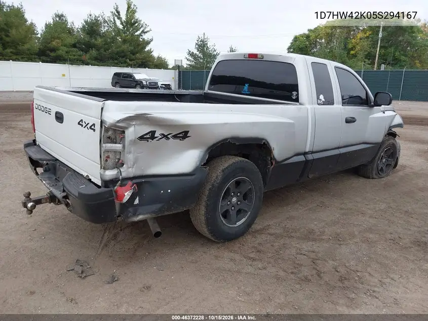 2005 DODGE DAKOTA VIN 1D7HW42K05S294167 — фото 4