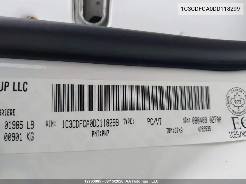 2013 DODGE DART VIN 1C3CDFCA0DD118299 — фото 19