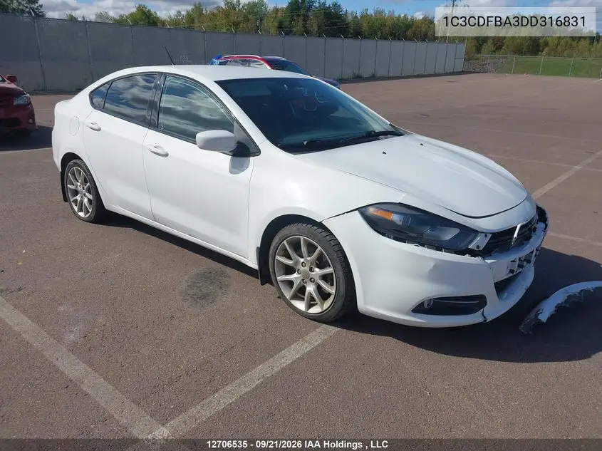 DODGE DART 2013, VIN 1C3CDFBA3DD316831