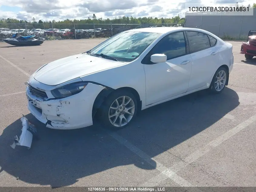 2013 DODGE DART VIN 1C3CDFBA3DD316831 — фото 2