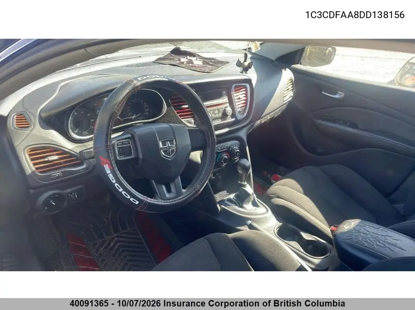 2013 DODGE DART VIN 1C3CDFAA8DD138156 — фото 6