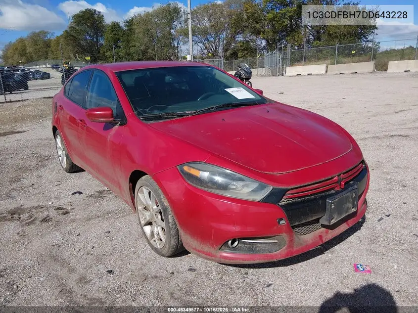 DODGE DART 2013, VIN 1C3CDFBH7DD643228