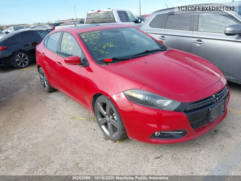 2014 DODGE DART VIN 1C3CDFEBXED921032 — фото 2
