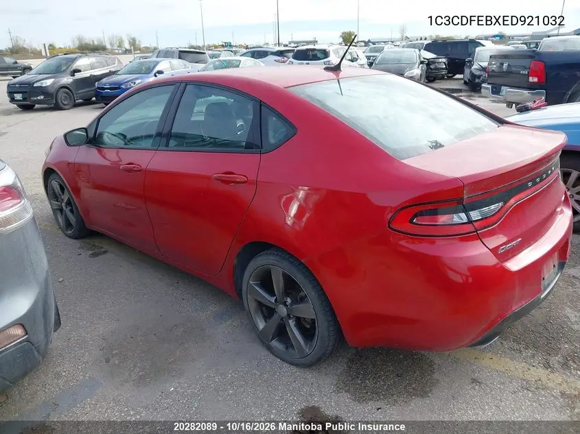 DODGE DART 2014, VIN 1C3CDFEBXED921032
