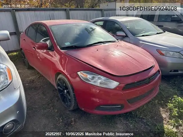 DODGE DART 2014, VIN 1C3CDFDH9ED924008