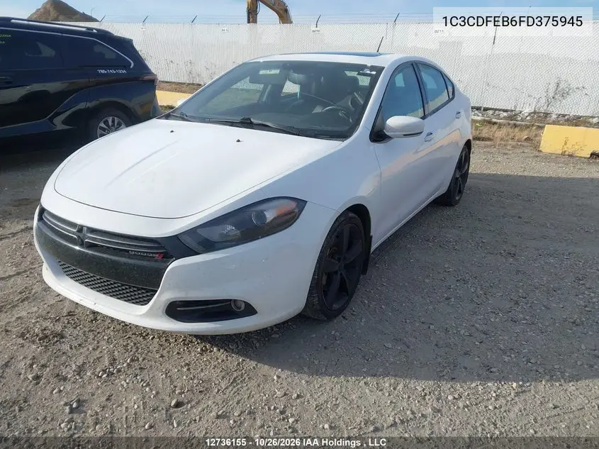 2015 DODGE DART VIN 1C3CDFEB6FD375945 — фото 2