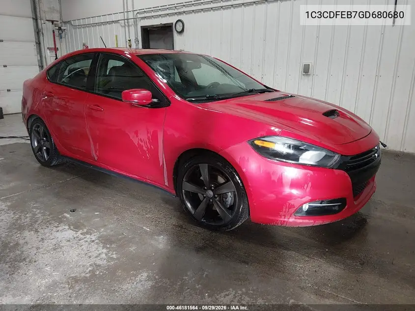 DODGE DART 2016, VIN 1C3CDFEB7GD680680