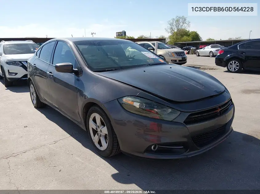 DODGE DART 2016, VIN 1C3CDFBB6GD564228