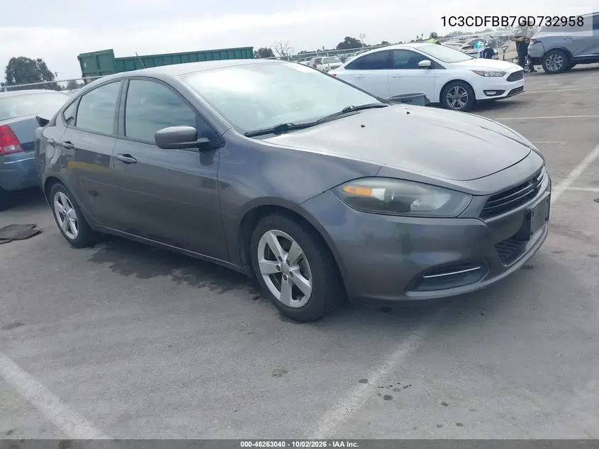 DODGE DART 2016, VIN 1C3CDFBB7GD732958