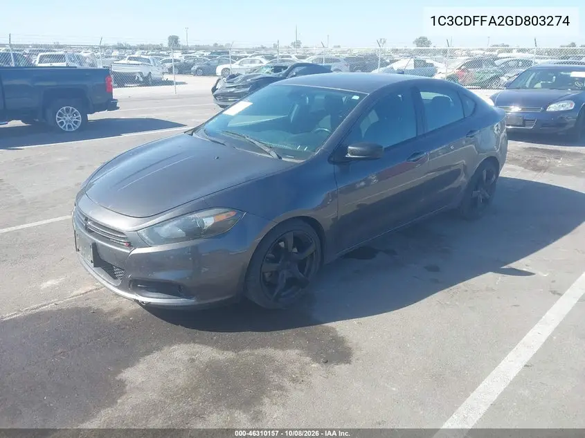 2016 DODGE DART VIN 1C3CDFFA2GD803274 — фото 2