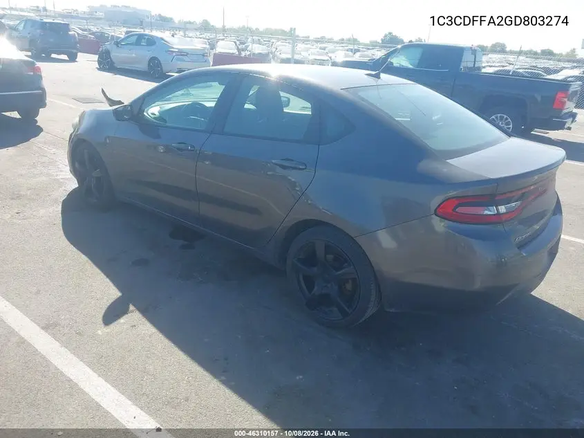 2016 DODGE DART VIN 1C3CDFFA2GD803274 — фото 3