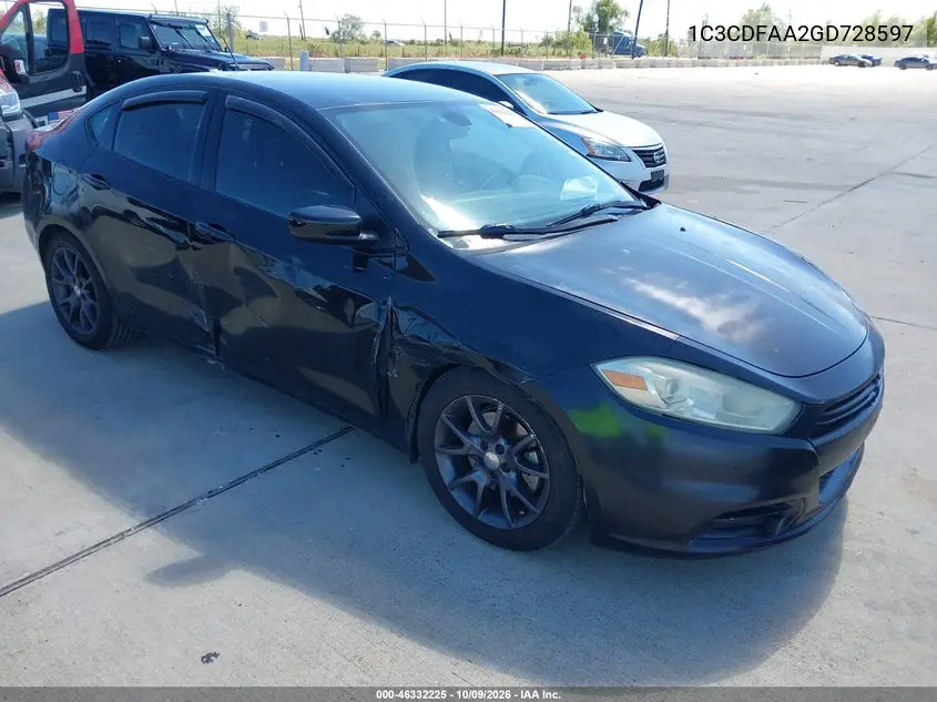 DODGE DART 2016, VIN 1C3CDFAA2GD728597