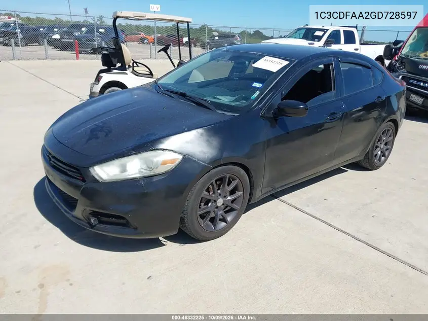 2016 DODGE DART VIN 1C3CDFAA2GD728597 — фото 2
