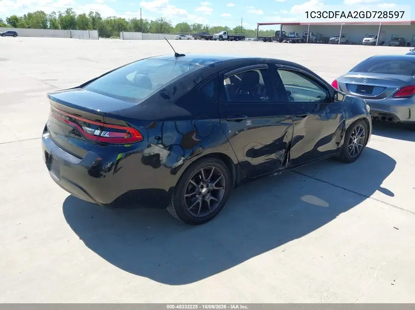 2016 DODGE DART VIN 1C3CDFAA2GD728597 — фото 4
