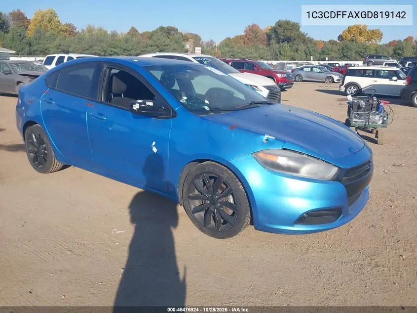 DODGE DART 2016, VIN 1C3CDFFAXGD819142