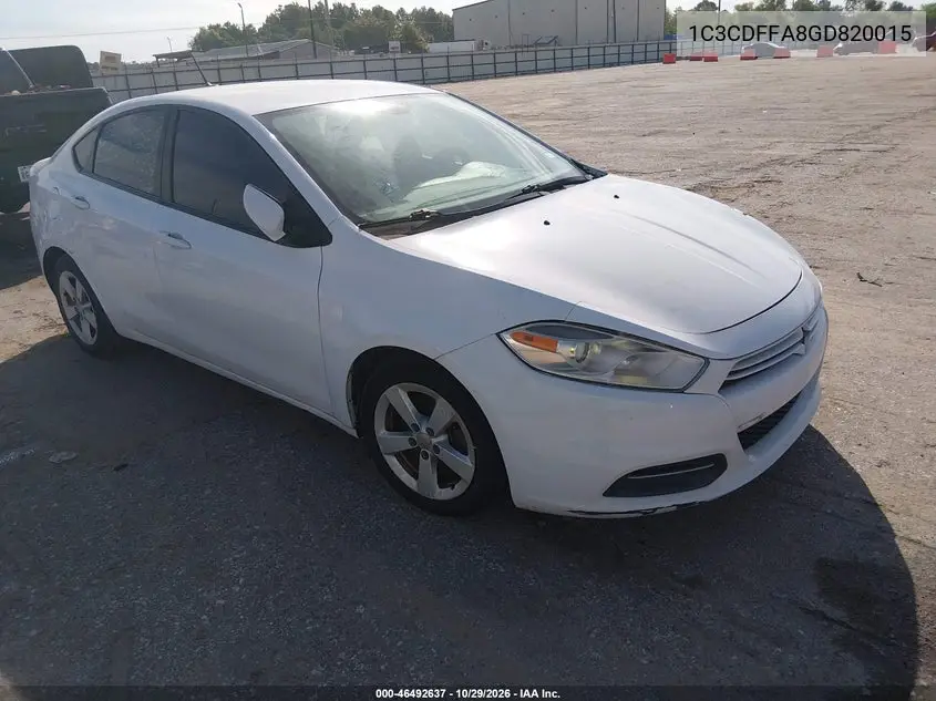 DODGE DART 2016, VIN 1C3CDFFA8GD820015