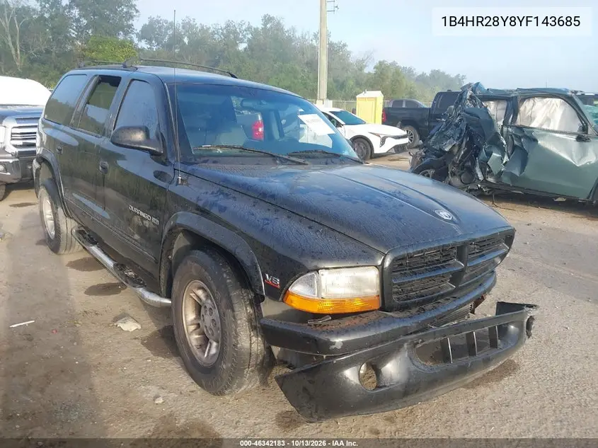 DODGE DURANGO 2000, VIN 1B4HR28Y8YF143685