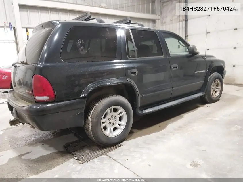 2001 DODGE DURANGO VIN 1B4HS28Z71F570424 — фото 4