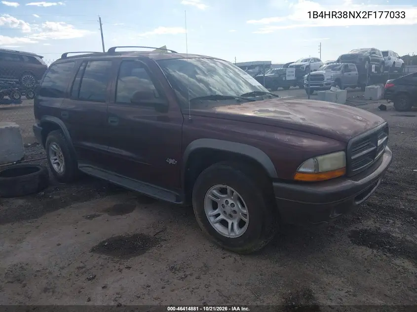 DODGE DURANGO 2002, VIN 1B4HR38NX2F177033