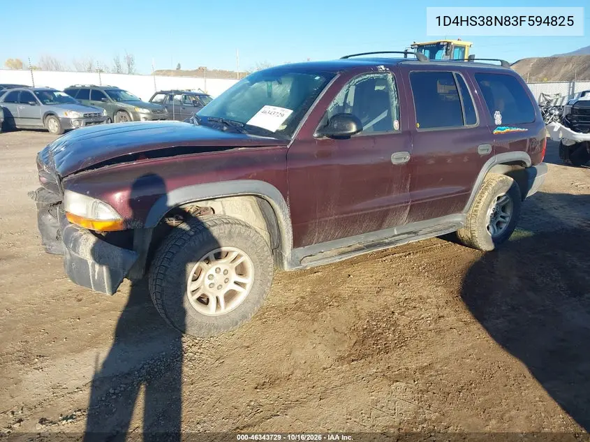 2003 DODGE DURANGO VIN 1D4HS38N83F594825 — фото 2