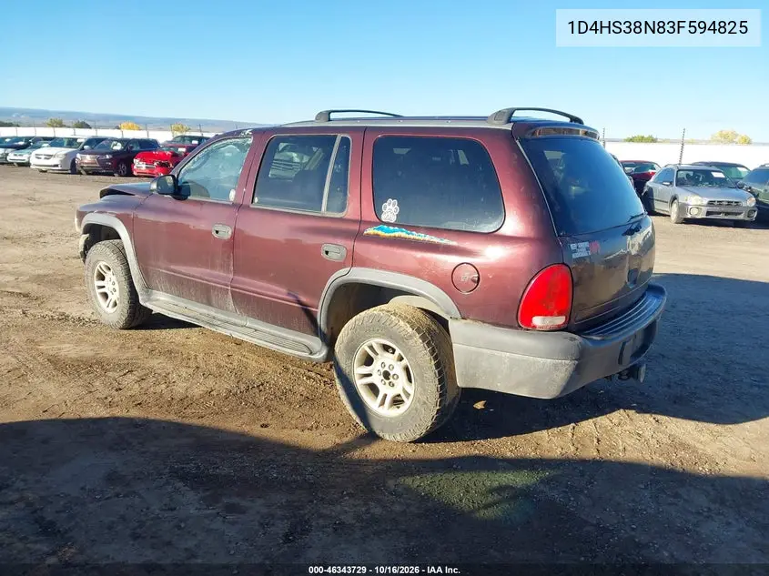 2003 DODGE DURANGO VIN 1D4HS38N83F594825 — фото 3