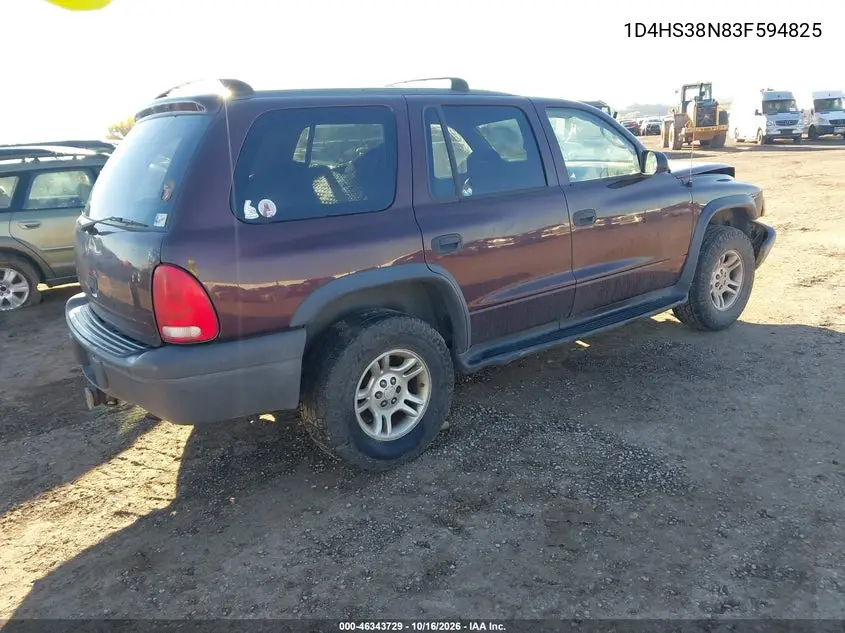 2003 DODGE DURANGO VIN 1D4HS38N83F594825 — фото 4