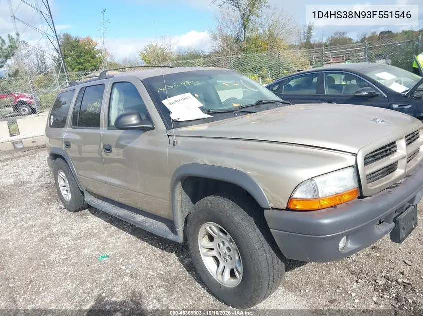 DODGE DURANGO 2003, VIN 1D4HS38N93F551546