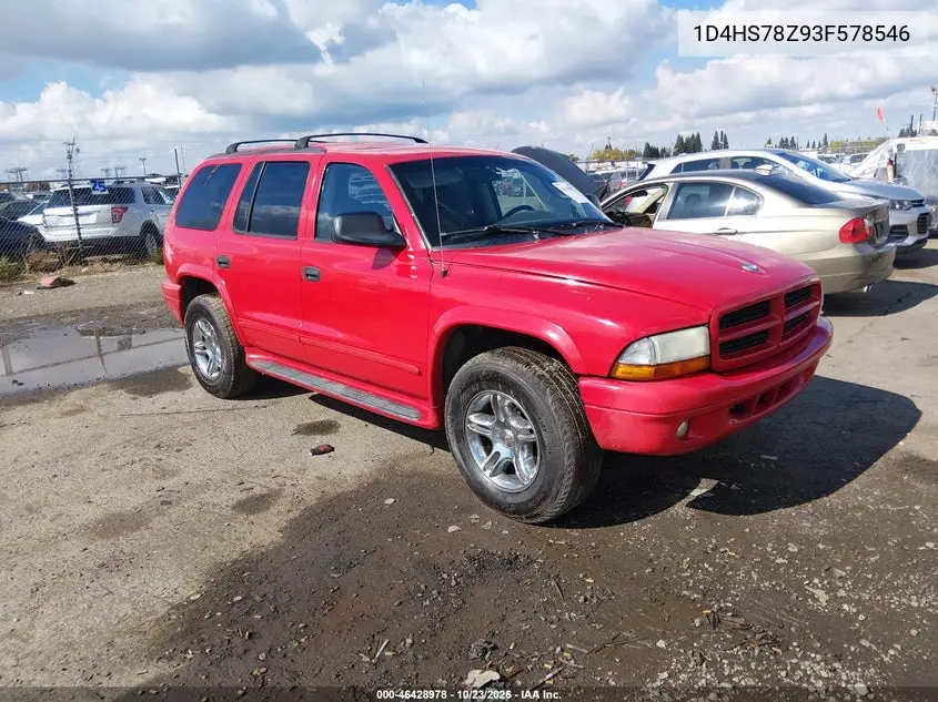 DODGE DURANGO 2003, VIN 1D4HS78Z93F578546