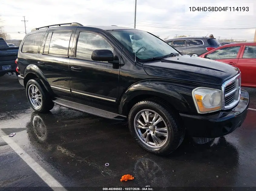 DODGE DURANGO 2004, VIN 1D4HD58D04F114193