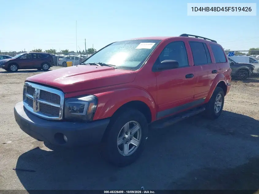2005 DODGE DURANGO VIN 1D4HB48D45F519426 — фото 2