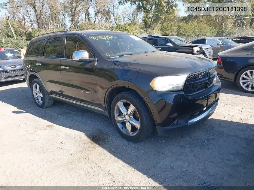 DODGE DURANGO 2012, VIN 1C4SDJET2CC181398