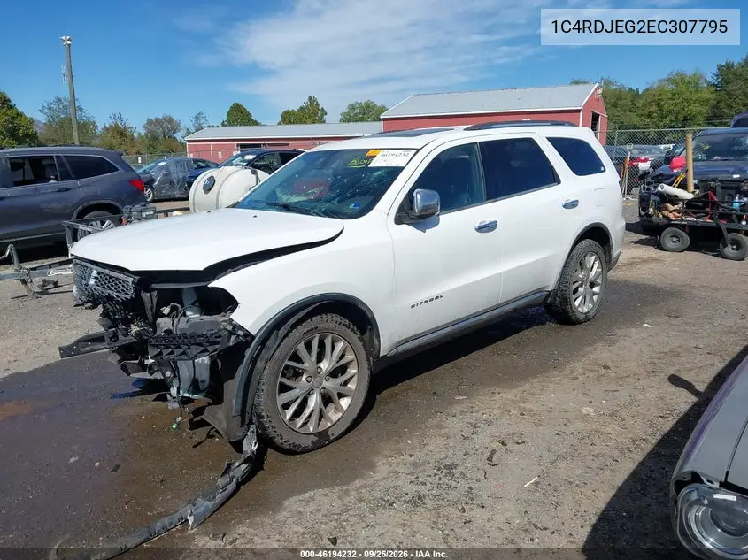 2014 DODGE DURANGO VIN 1C4RDJEG2EC307795 — фото 2