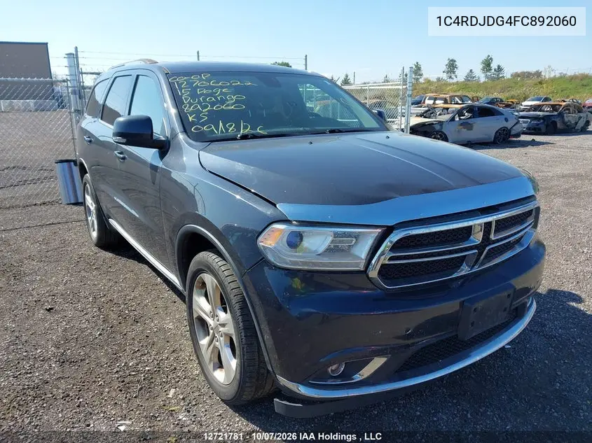 DODGE DURANGO 2015, VIN 1C4RDJDG4FC892060