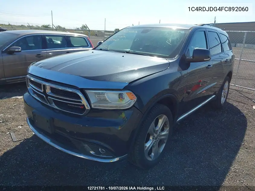 2015 DODGE DURANGO VIN 1C4RDJDG4FC892060 — фото 2