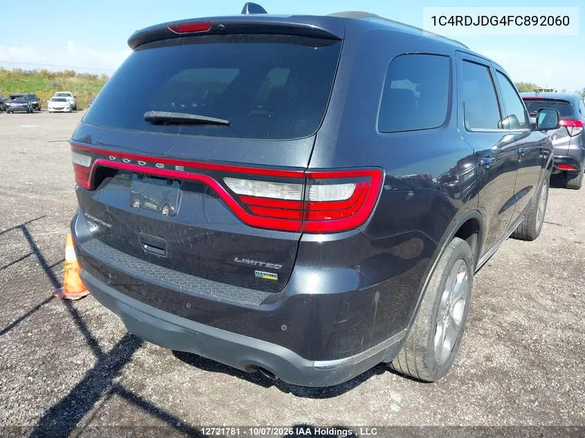 2015 DODGE DURANGO VIN 1C4RDJDG4FC892060 — фото 4