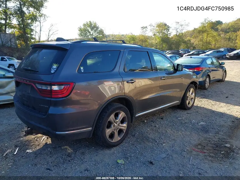 2015 DODGE DURANGO VIN 1C4RDJDG4FC750985 — фото 4