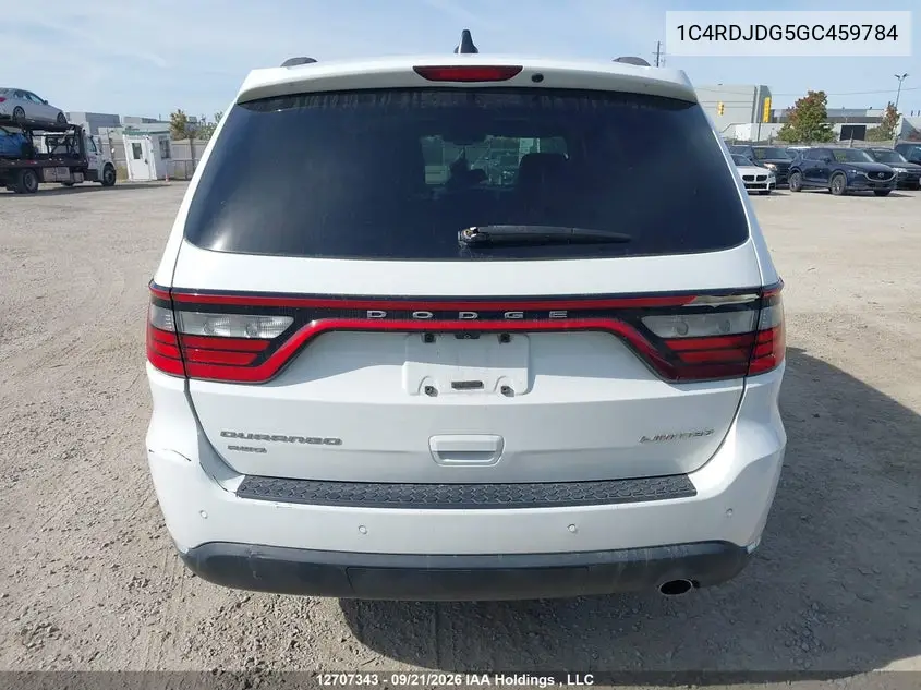 2016 DODGE DURANGO VIN 1C4RDJDG5GC459784 — фото 16