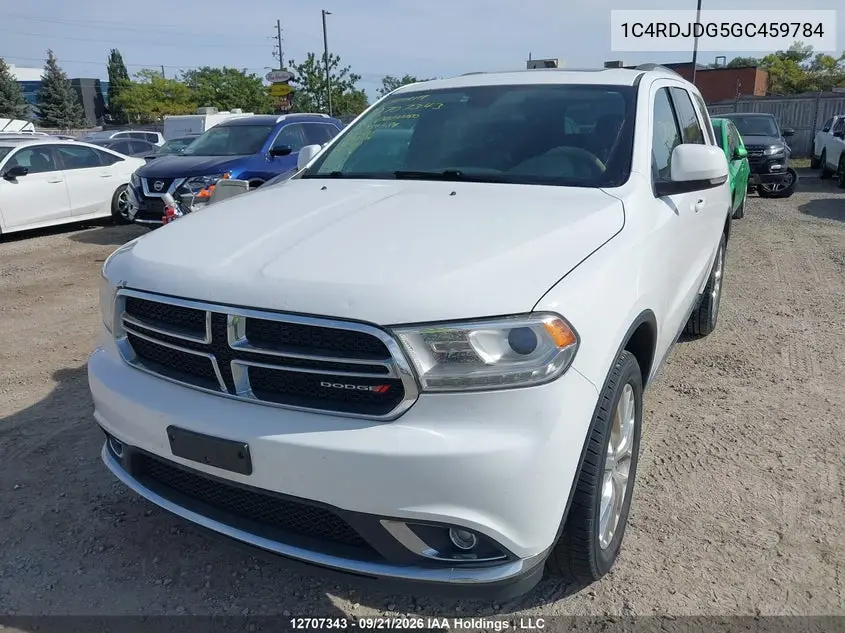 2016 DODGE DURANGO VIN 1C4RDJDG5GC459784 — фото 2