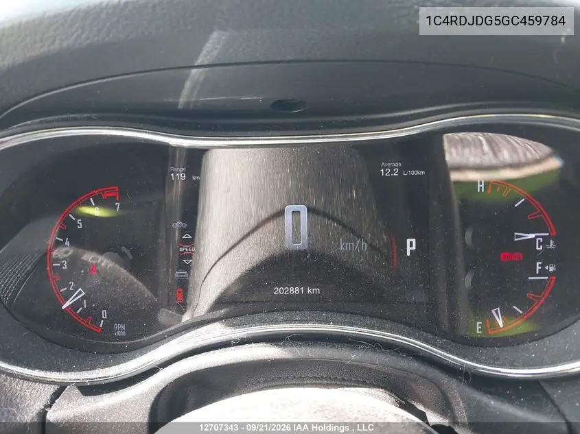 2016 DODGE DURANGO VIN 1C4RDJDG5GC459784 — фото 7